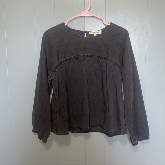 Madewell NWT Denim Shirred Swing Shirt Blouse in Lunar Wash Small - Picture 4 of 10